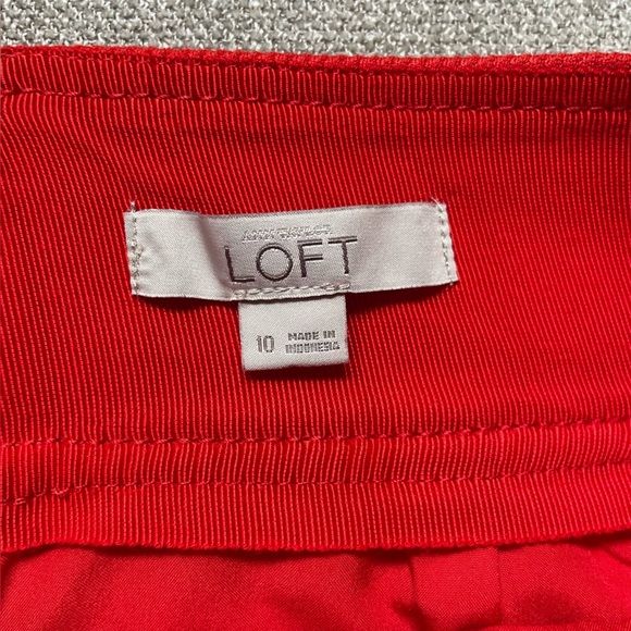 Loft Bright Orange Knit Substantial Front Kick Pleat Zip Back A Line Skirt Work - Picture 5 of 9